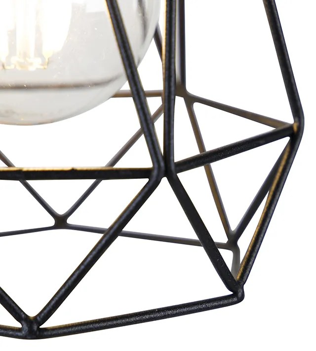 Applique da parete rustica nera con legno - Dami Frame