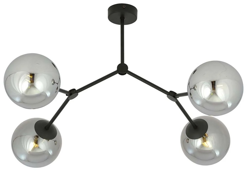 Plafoniera Minimal Iperione Acciaio Nero Grigio 4 Luci E14 Ip20