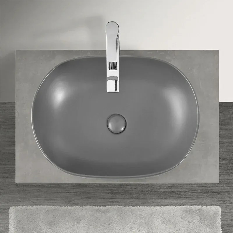 Mensola porta lavabo grigio cemento per lavabi da appoggio da 80 cm serie Master