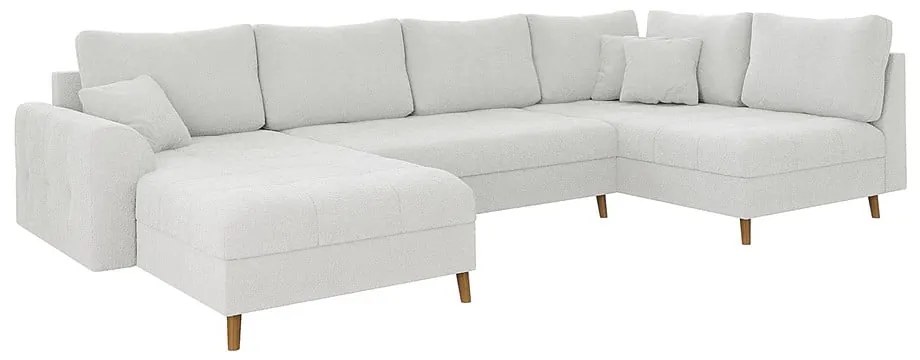 Divano angolare crema in tessuto bouclé (angolo sinistro/"U") Ariella - Ropez