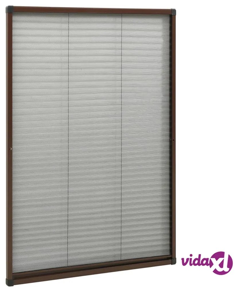 vidaXL Zanzariera Plissettata Finestre in Alluminio Marrone 60x160 cm