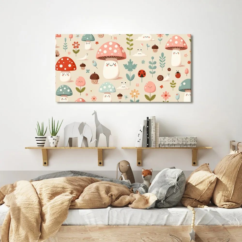 Quadro su tela – Favola del bosco con funghetti