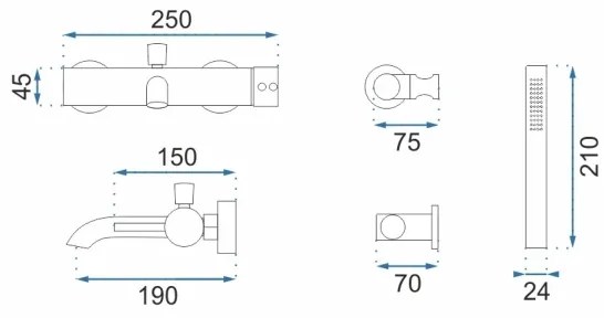 REA-B6641 - Set per vasca LUNGO, finitura cromo lucido