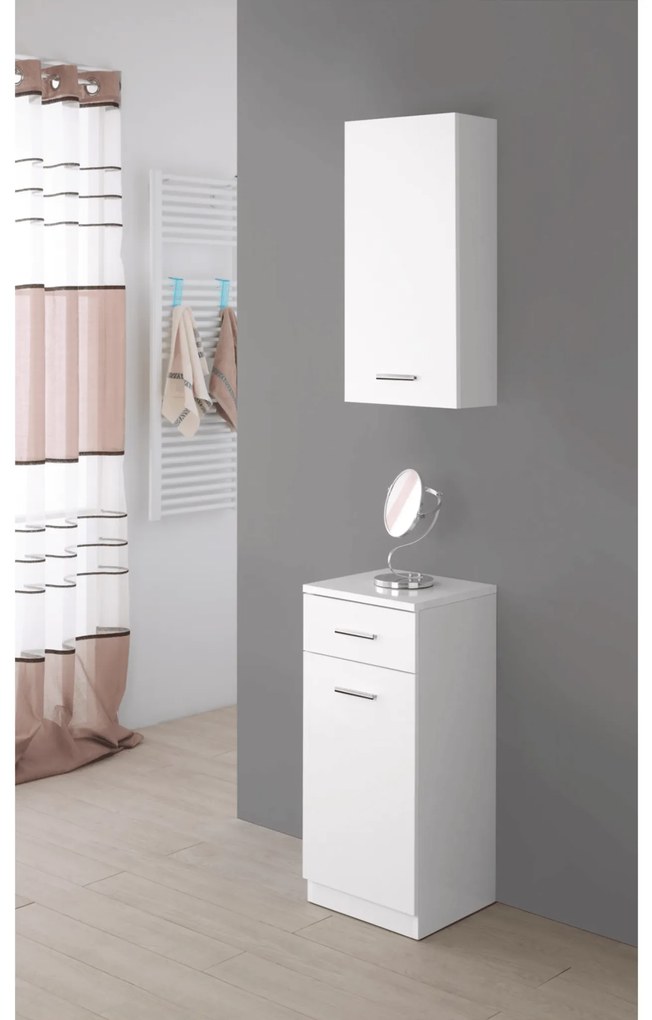 Base Multiuso a Terra 85 Cm Un'Anta Un Cassetto Feridras "Stella" Bianco Lucido