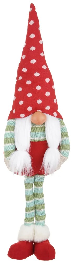 Gnomo natalizio in piedi 65 cm con cappello a pois