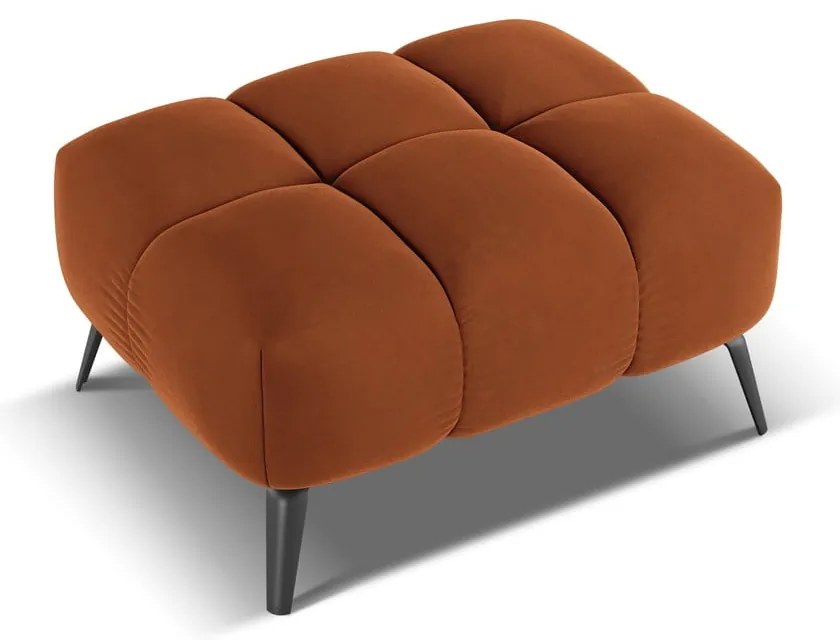 Poggiapiedi arancione con rivestimento in velluto Nalu – Makamii