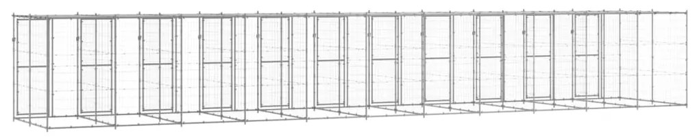 Gabbia per cani da esterno in acciaio zincato con tetto 26,62m²
