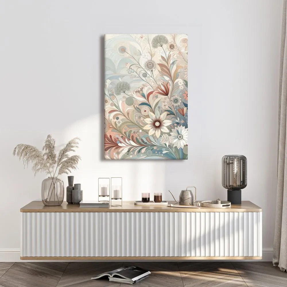 Quadro su tela – Fiori eleganti con linee sottili