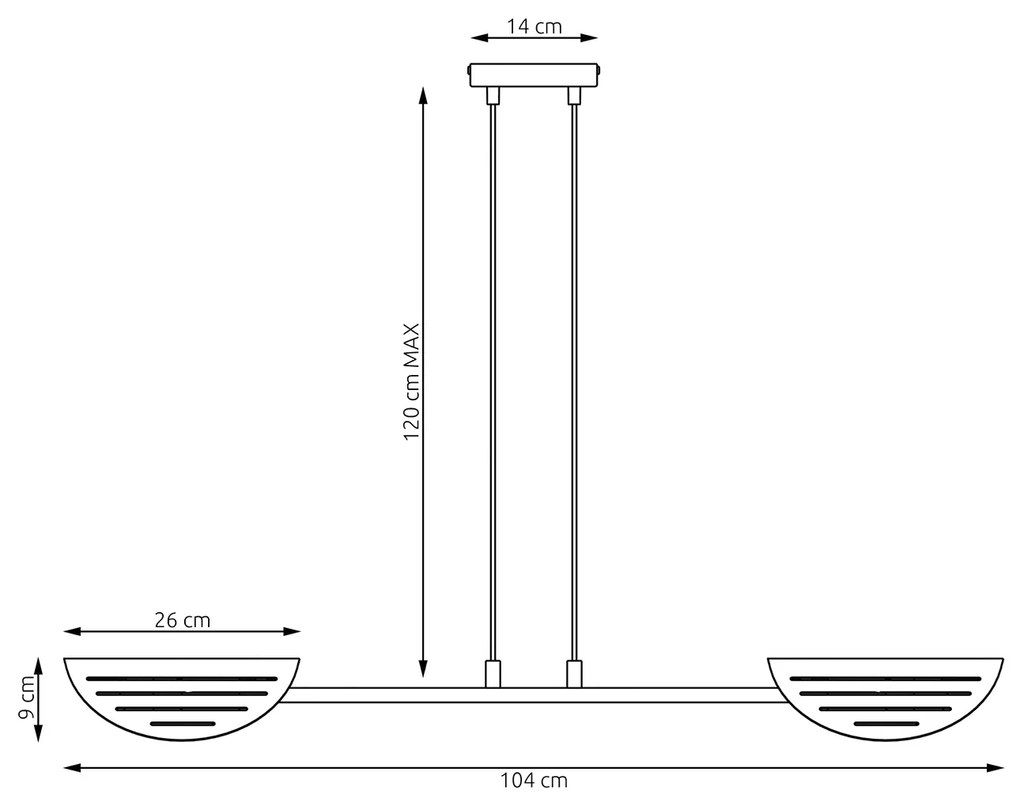 Lampadario Moderno 2 Luci Iperione A Bracci In Acciaio Nero