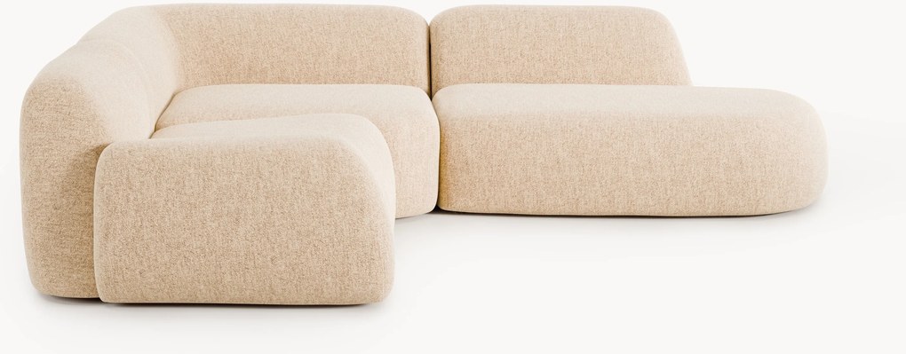 Divano angolare componibile 4 posti in bouclé con chaise longue Wolke