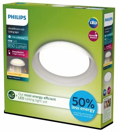 Philips FLETA LED 10W 230V 2700K lampada da soffitto dimmerabile trasparente