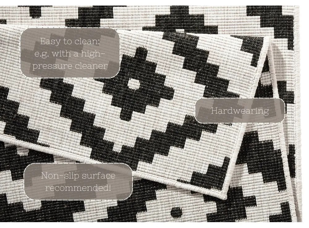 Tappeto da esterno nero e crema , 200 x 290 cm Malta - NORTHRUGS