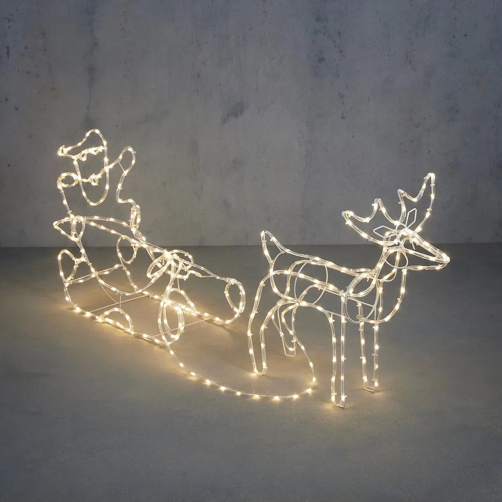 Lampada da terra natalizia renna con slitta 176 cm con LED e timer IP44 - Sori