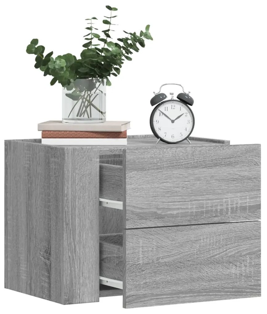 Comodini A Muro 2 Pz Grigio Sonoma 45x30x35 Cm /