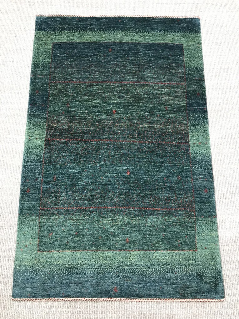 Loribaft Tappeto 140x90 Verde (Iran) Annodato A Mano