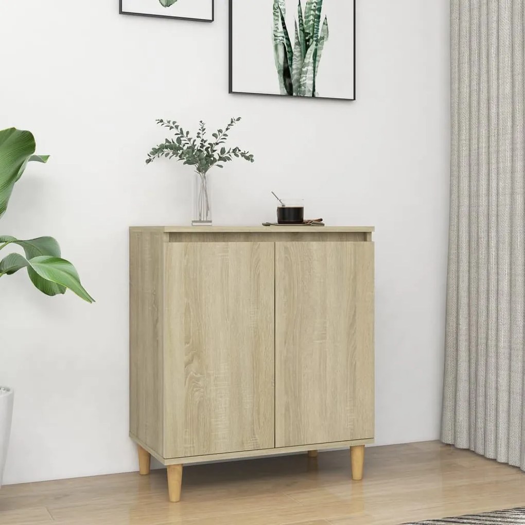 Credenza con gambe legno massello sonoma 60x35x70cm multistrato