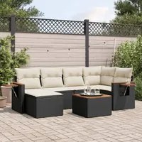 Set Divani da Giardino con Cuscini 7pz Nero Polyrattan 3259424