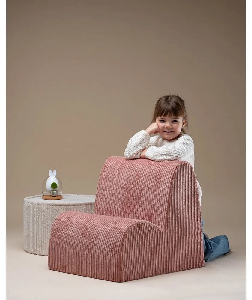 Poltrona per bambini rosa con rivestimento in velluto a coste Cloud – Wigiwama