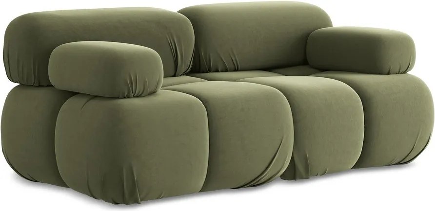 Divano componibile verde chiaro con rivestimento in velluto 190 cm Lokua – Makamii