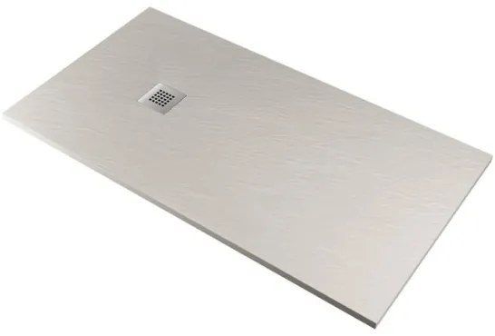 Piatto doccia in mineralmarmo 80x120 cm grigio chiaro effetto pietra con griglia e piletta sifonata
