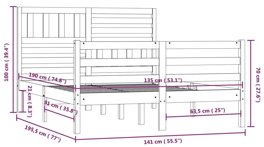 Giroletto Bianco 135x190 cm Double in legno Massello