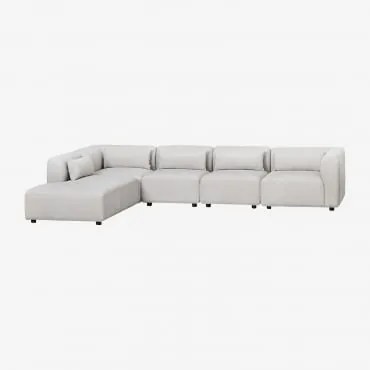 Divano Modulare Fogler In 5 Pezzi Con Chaise Lounge A Sinistra Tessuto Grigio Chiaro - Sklum