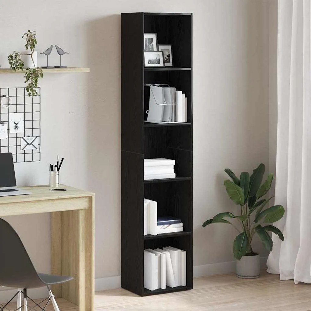 Libreria Rovere Nero 40x30x189 Cm İn Legno Multistrato /