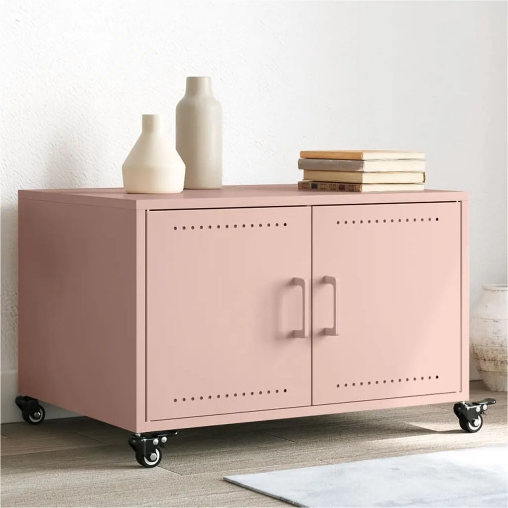 Tavolino Da Salotto Rosa 100,5x39x72 Cm İn Acciaio /
