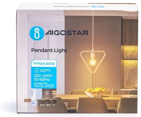 Aigostar - Lampada a sospensione in legno su cavo 1xE27/60W/230V pino
