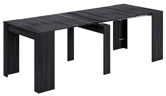 Consolle A Muro Nera Allungabile A Tavolo Da Pranzo Rettangolare 2 Metri In Legno