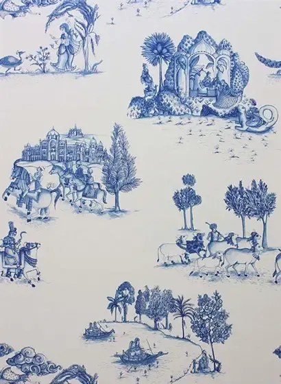 Matthew Williamson Carta da parati Zanskar - Blue/ White