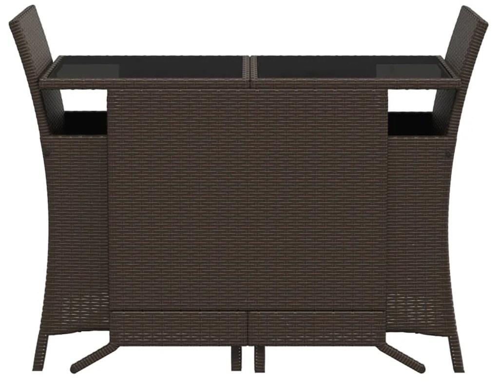 Set bistrò 3 pz con cuscini marrone in polyrattan