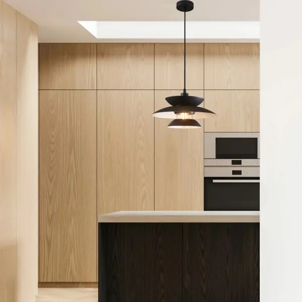 Lampadario a sospensione con filo BERIT 1xE27/20W/230V nero