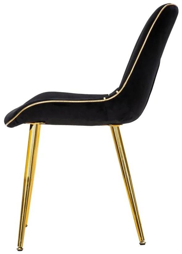 Set di Sedie Eleganti Paris Nere e Dorate - 2 Pezzi cm 51x59x79