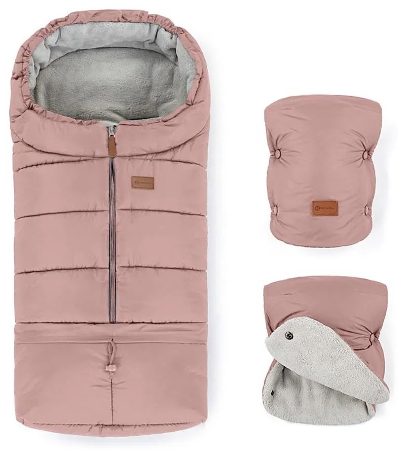 PETITE&MARS - SET Coprigambe 3in1 JIBOT + cuffie per passeggino JASIE rosa