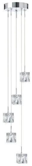 Ice cube 5lt multi-drop pendant - metallo cromato e vetro