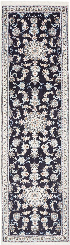 Nain Tappeto persiano 290 x 80 Blu (Iran) Annodato A Mano