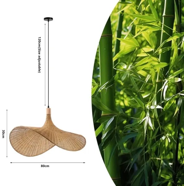 Immax 08290L - Lampadario a sospensione con filo SOMBRERO 1xE27/40W/230V diametro 80 cm rattan