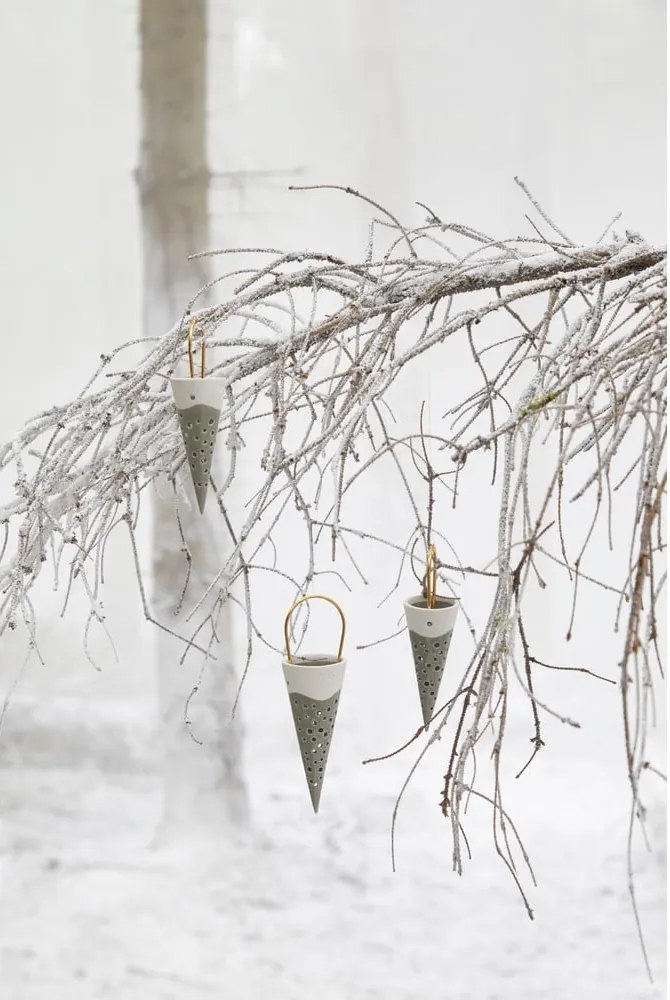 Decorazione da appendere in ceramica verde Cono, altezza 14,5 cm Nobili - Kähler Design