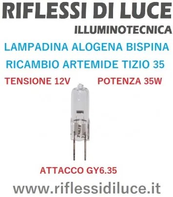 Lampadina alogena bispina 12V 35W ricambio Artemide tizio 35