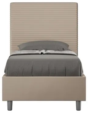 Letto singolo senza rete imbottito 80x190 similpelle tortora Focus