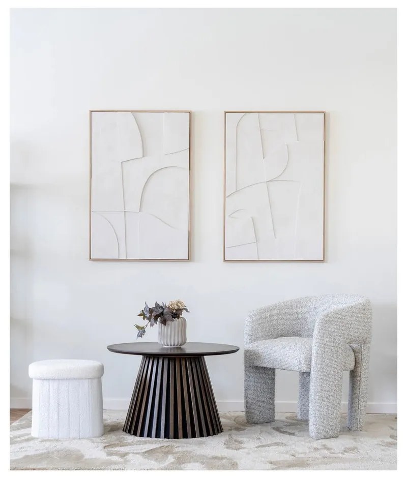 Poggiapiedi bianco con rivestimento in bouclé Medford – House Nordic