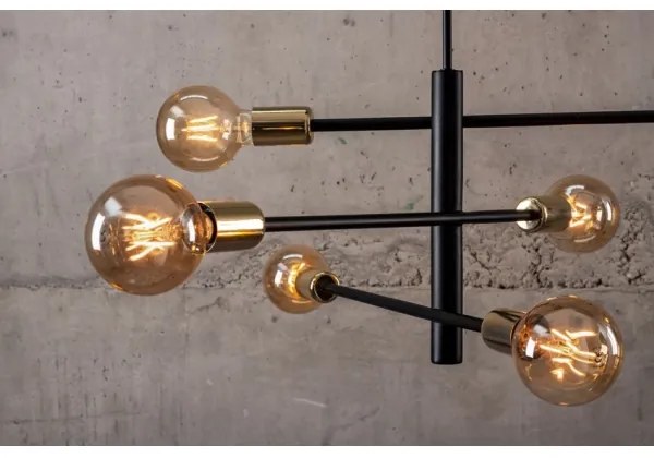 Lampadario su palo ONYX 6xE27/60W/230V nero/oro