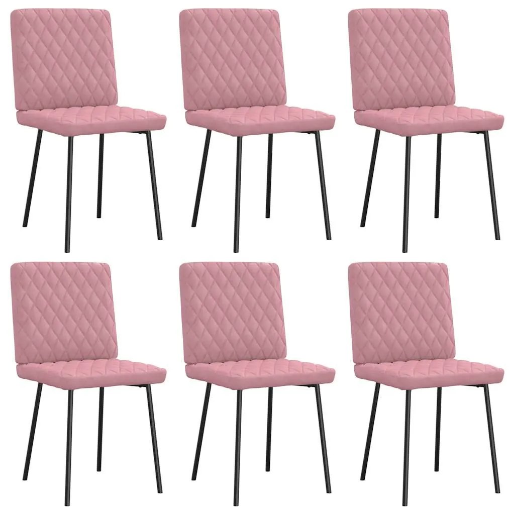 Sedie Da Pranzo 6 Pz Rosa İn Velluto /
