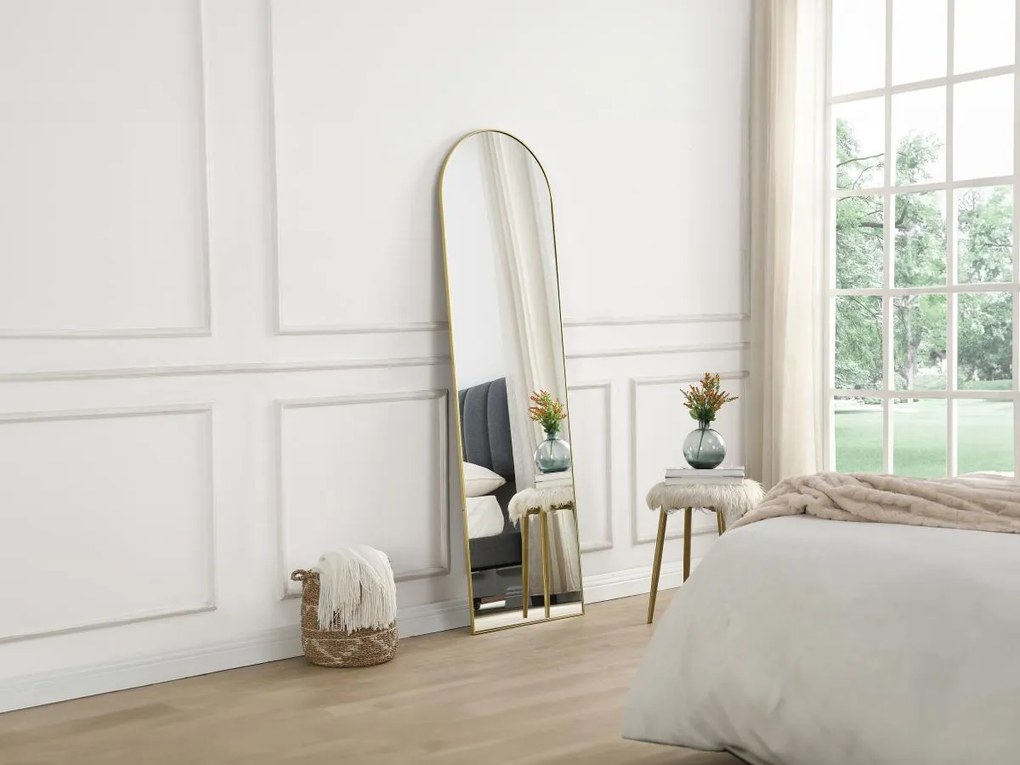 Specchio ad arco da terra L. 50 x H. 170 cm in Metallo Dorato - MAILEN