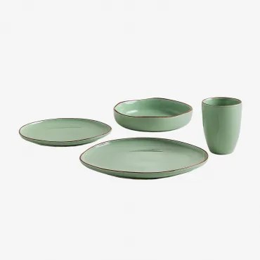 Stoviglie in porcellana da 16 pezzi Bremen Celadon - Sklum