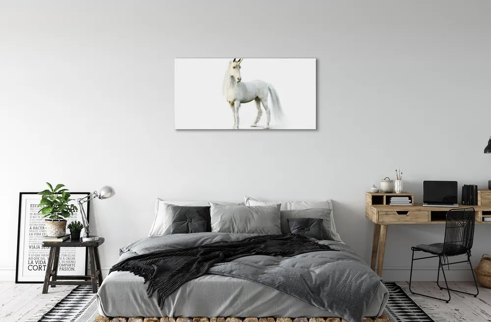 Quadro su tela Unicorno bianco 100x50 cm