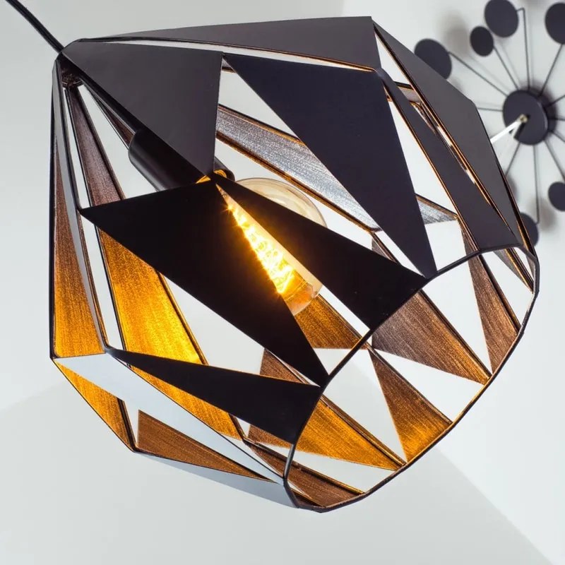 Lampadario Design Carlton nero paralume nero e antracite E27 Ø38.5cm EGLO