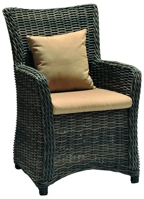 Poltrona da giardino con cuscino beige e braccioli Australia, struttura in alluminio seduta in rattan naturale marrone, L 65.4 x H 95 cm
