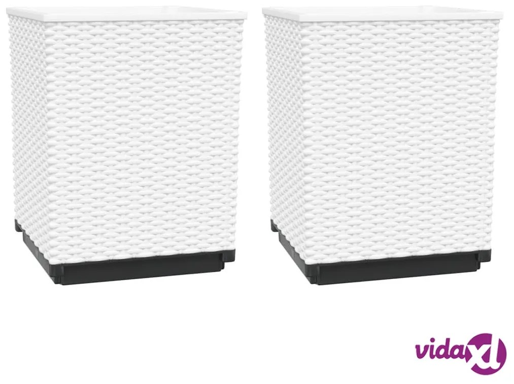 vidaXL Fioriere 2 pz Bianche 30x30x37 cm in Polipropilene